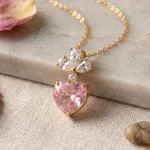 Colorful Heart Shape Pendant Gold Plated Necklace for Female
