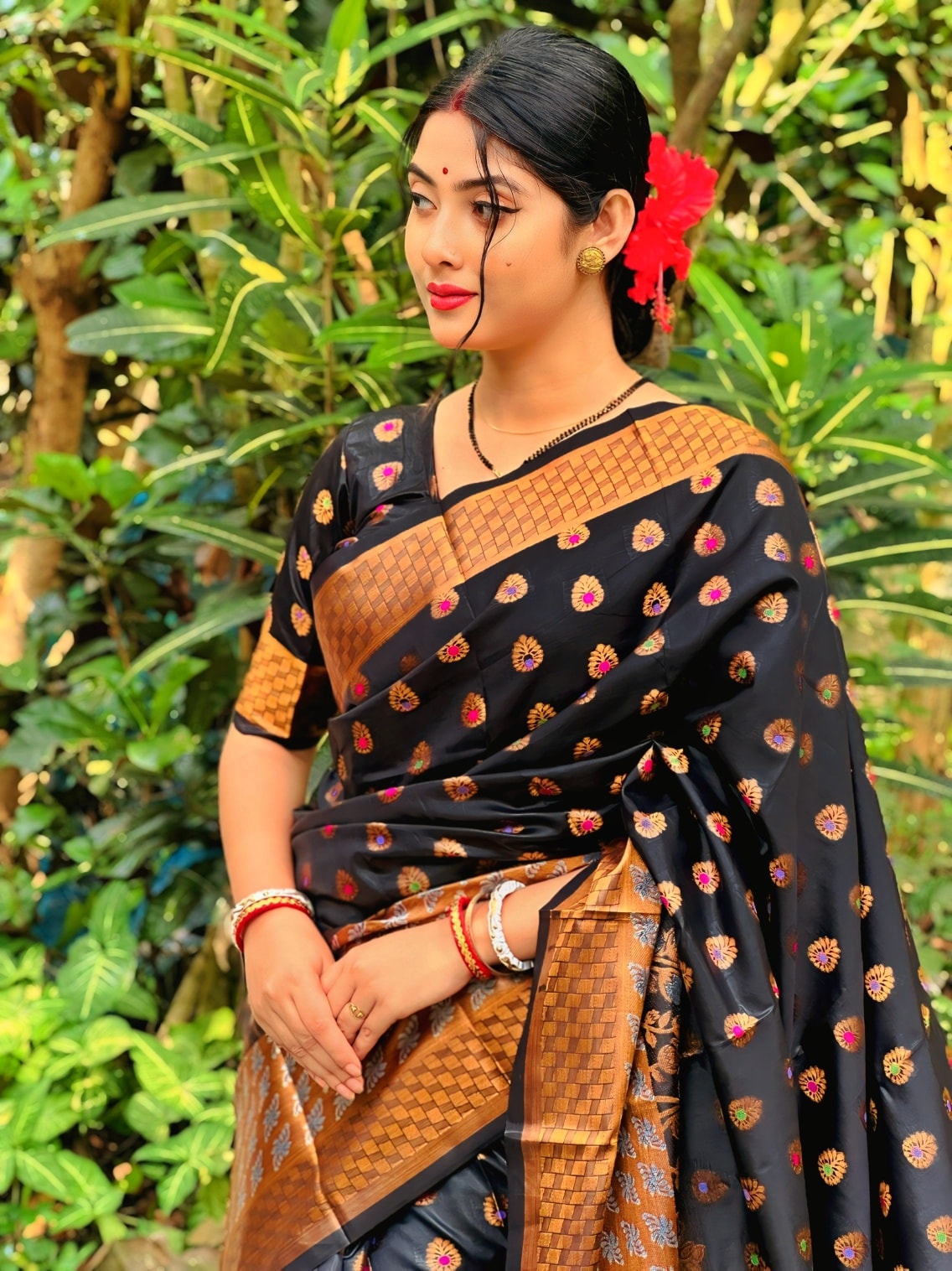 Lightweight Soft Silk Katan Saree with Zari Weave, 4 Colours