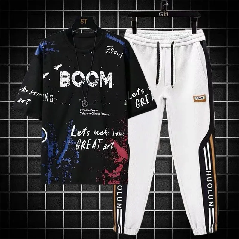 Men's Oversized Drop Shoulder Mesh T-Shirt and Trouser Set