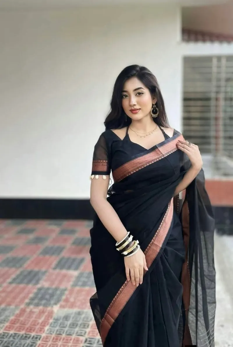 Lightweight Cotton Nokshi Paar Saree with Blouse Piece, 6 Colours