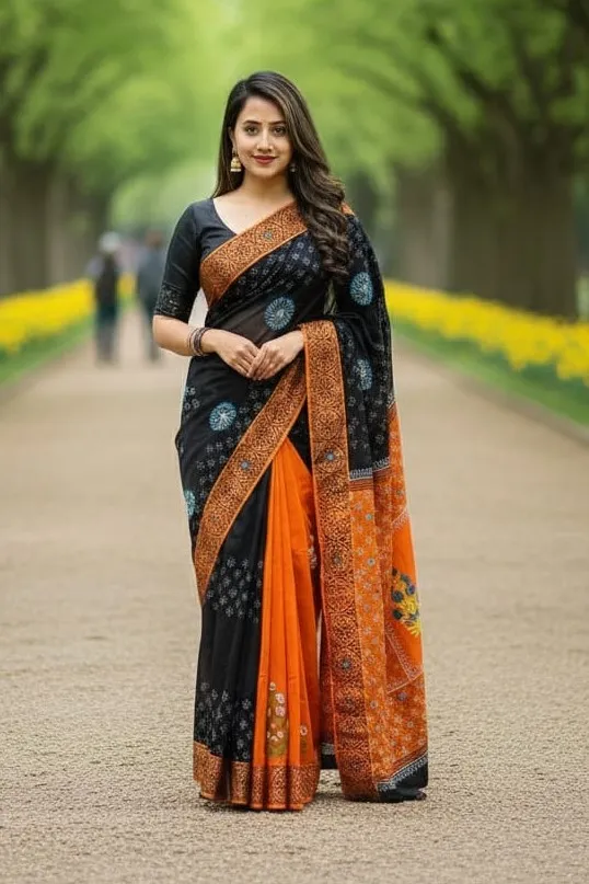 Nakshi Tangail Style Dhupian Silk Saree, 13 Haath Length