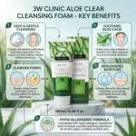 3W Clinic Aloe Clear Cleansing Foam 180ml (Korea)