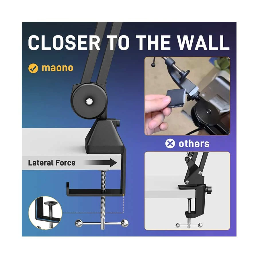 Maono BA37 Black Microphone Suspension Boom Arm Stand