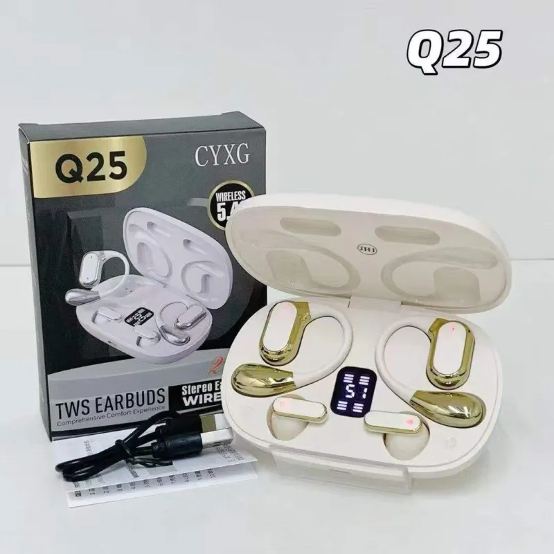 Q25 2-in-1 Couple Earbuds with Soft Ear Hooks, ANC & LED Display
