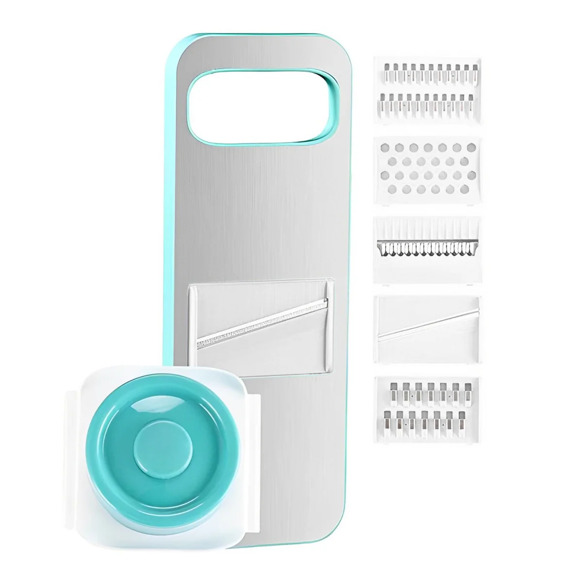 Manual Food Grater & Slicer with Stainless Steel Blades – Multi-Functional Vegetable, Fruit & Cheese Cutter for Kitchen Prep