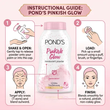 Pond's Pinkish Glow Translucent Powder 50ml (Thailand)