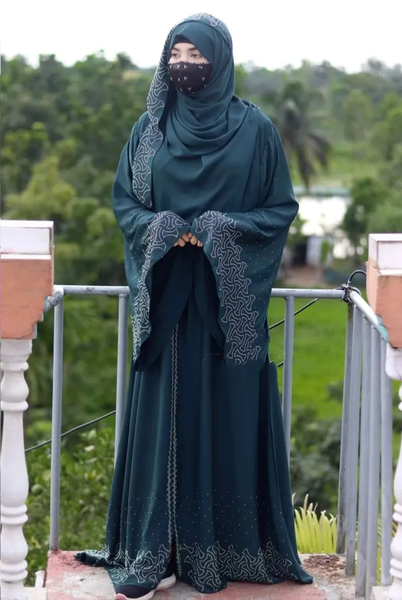 Stone Koti Borka Full Set with Hijab, Attached Koti, 6 Colours