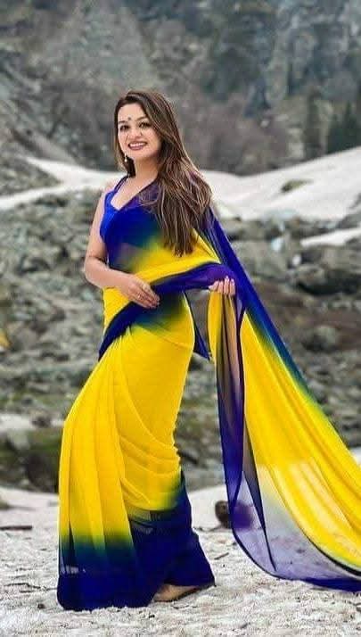 Casual and Party Wear Rainbow Georgette Saree, 6 Colours