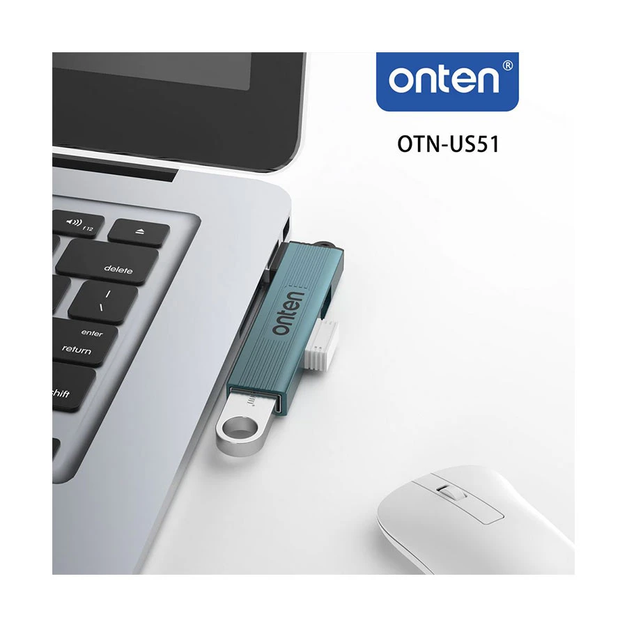 Onten OTN-US51 USB to 3-Port USB Hub Crystal Teal