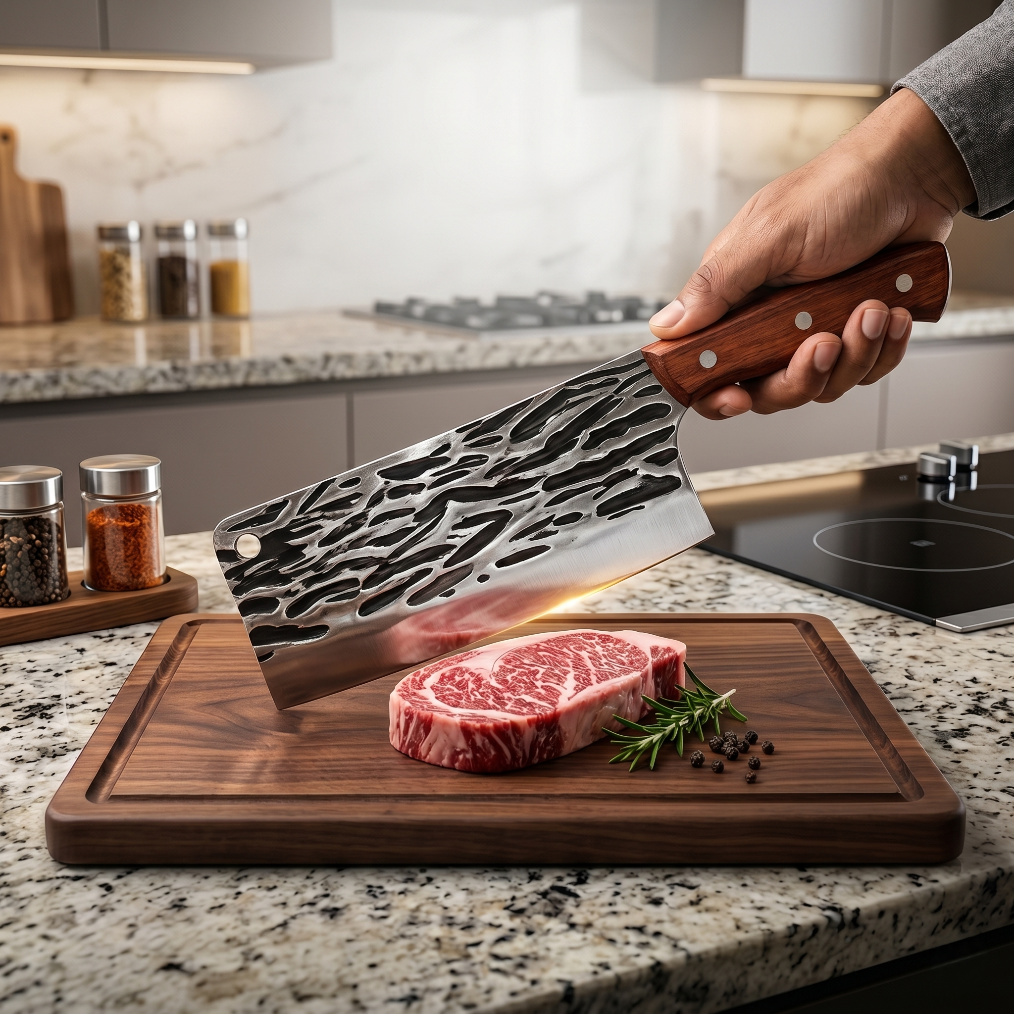 Master Your Kitchen: Premium Hammered Finish Chef's Cleaver