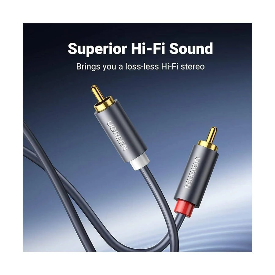 UGREEN AV104 (10517) 2RCA Male to Male, 1.5 Meter, Black Audio Cable