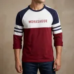 Men's Contrast Design T-Shirt- Maroon