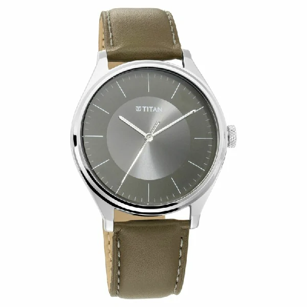 Titan Urban Edge Lustrous Olive Dial Leather Watch (NP1802SL08)