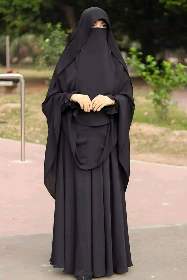 Taqwa Borka, Three Part Set with Hijab and Niqab, Cherry Fabric