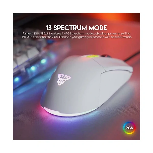 Fantech VX6 Phantom II RGB Wired Neon White Gaming Mouse