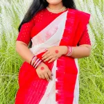 Traditional Red and White Cotton Handloom Saree for Durga Puja