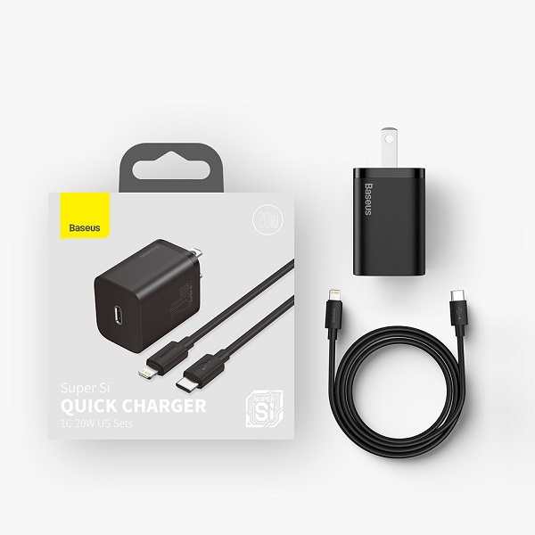 Baseus Super Si Pro Charger 1C 20W with Type-C to Lightning Cable