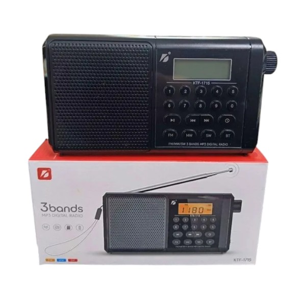 KTF-1715 Bluetooth, TF Card & FM/MW/SW 3 Bands Radio & Clock Supported Digital Display Speaker