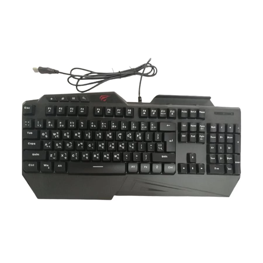 Havit KB488L Backlit USB Gaming Keyboard with Bangla, Black