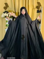 Lace Work Abaya with Inner, Koti and Hijab, Free Body Size