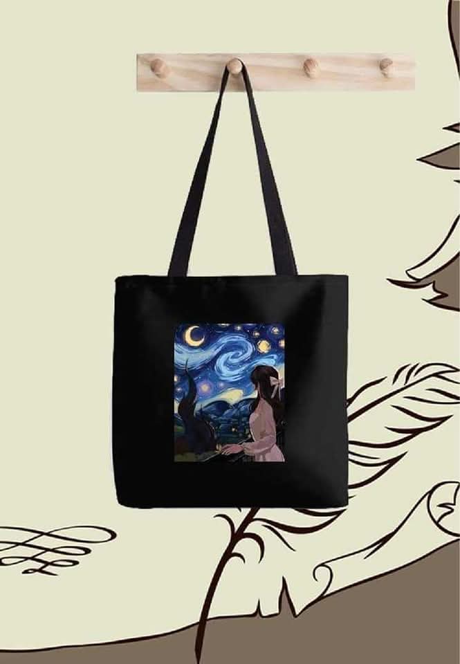 Printed Canvas Tote Bag for College and Shopping, 6 Colours