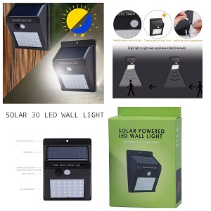 Solar Power 30 LED PIR Motion Sensor Waterproof Wall Light