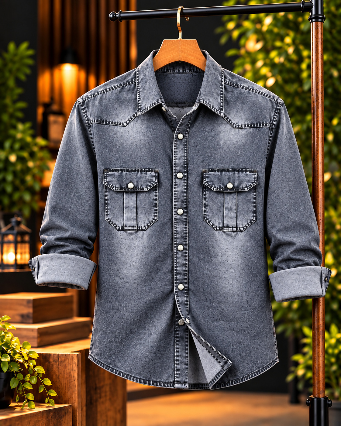 Men's 220+ GSM Denim Shirt for Winter, Sizes M to XL