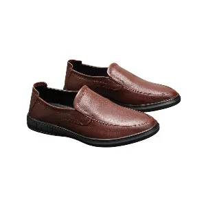 25078-Brown Genuine Leather Comfortable Casual Leather Shoes Men Footwear