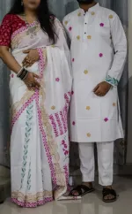 Dhupian and Half Silk Saree with Panjabi Couple Set, 6 Colours