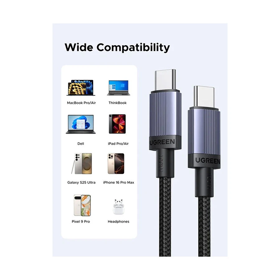 UGREEN L528 (65833) 100W USB-C to USB-C Cable 2 Meter Black