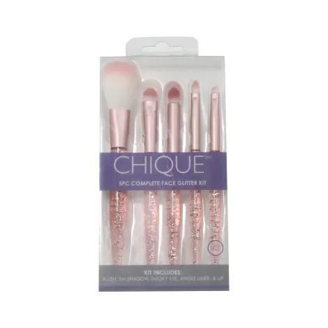 Chique Pink Glitter 5-Piece Face Brush Set (China)