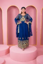 Women's Georgette Lehenga Party Dress with Embroidered Orna, 44 Inch