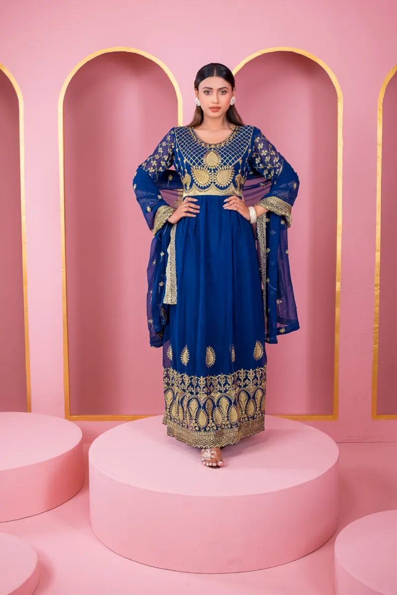 Women's Georgette Lehenga Party Dress with Embroidered Orna, 44 Inch