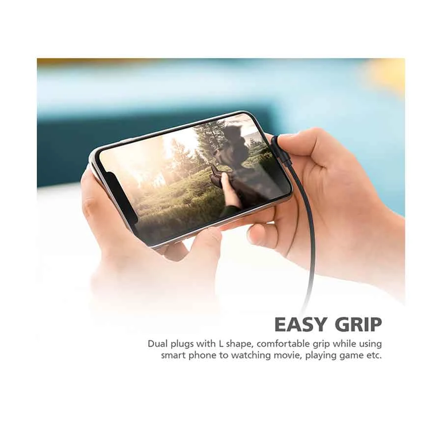 Micropack Gripline I-124LE L-Shape USB to Lightning Cable 1.2m Black