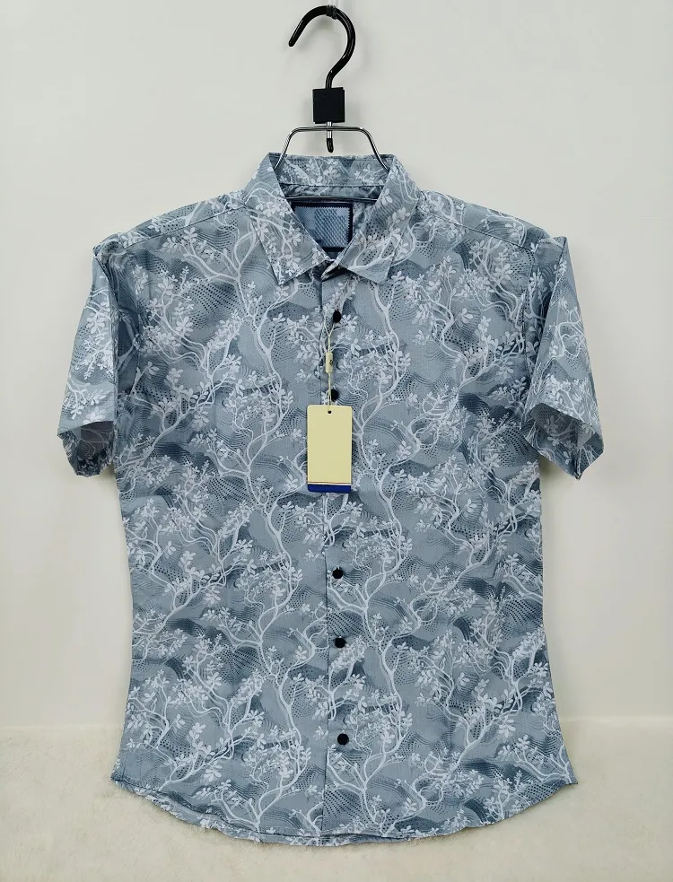Men's Half Sleeve Print Shirt in Pure Cotton, Slim Fit, 6 Colours