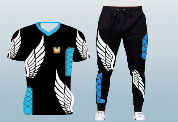 Men's Rubber Print Half Sleeve T-Shirt and Jogger Trouser Combo