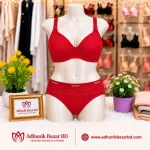 Lace Foam Bra and Panty Set, 4 Colours Combo, Sizes 32 to 40