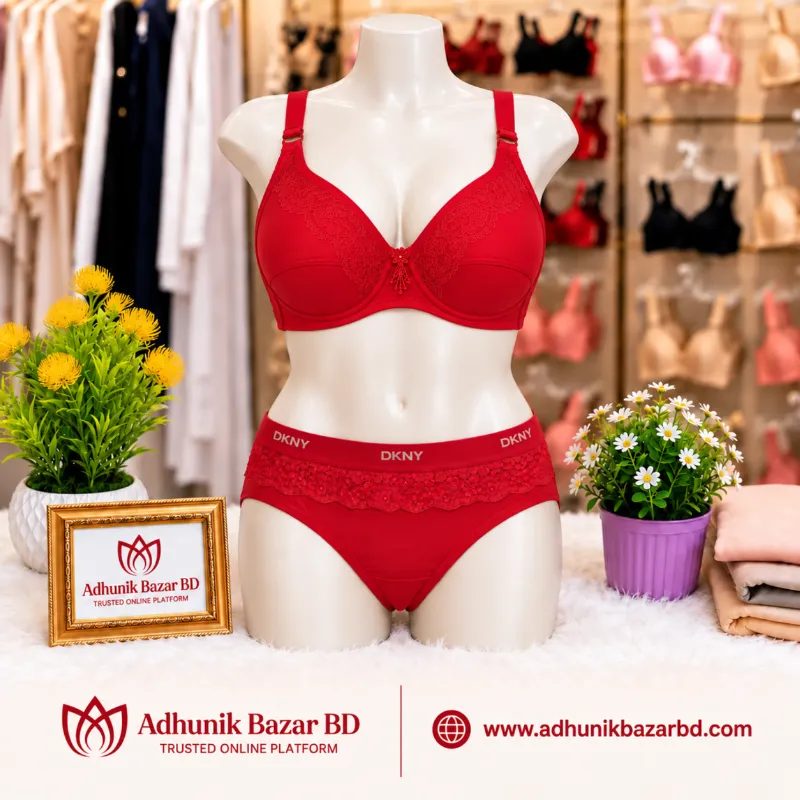 Lace Foam Bra and Panty Set, 4 Colours Combo, Sizes 32 to 40