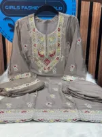 Readymade Crepe Chinon Georgette Three Piece with Tassel Orna