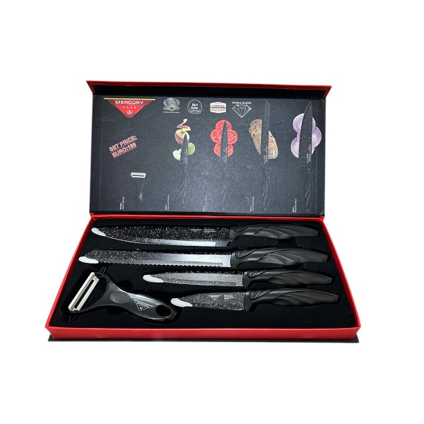 Zepter 5 Pcs Non-Stick Knife Set for Kitchen, Super Sharp high Carbon Stainless Steel Material