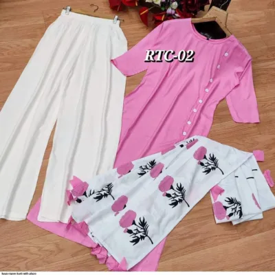 Women's Button Detail Three Piece, Free Size, 2 Colours