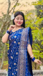 Modern Design Silk Saree with Screen Print and Blouse Piece