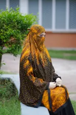 Long Cotton Hijab with Niqab, Viscose Cotton, Back 50 Inch