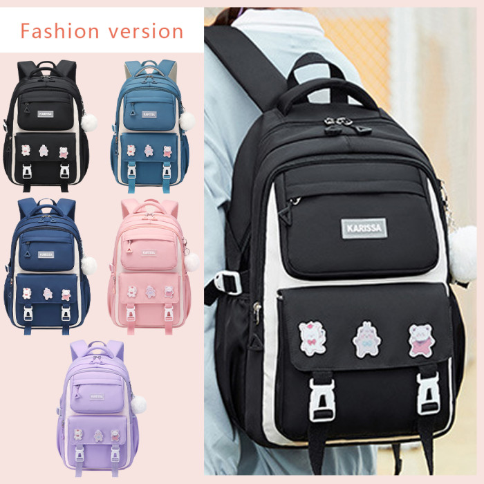 Kids Waterproof Orthopedic Primary Schoolbag for Girls - Navy Blue