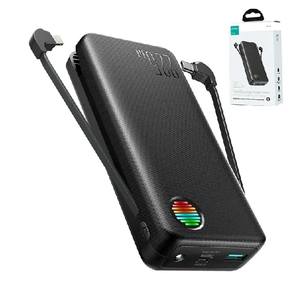 Joyroom JR-L015 22.5W 20000mAh Power Bank With Dual Cables – Black