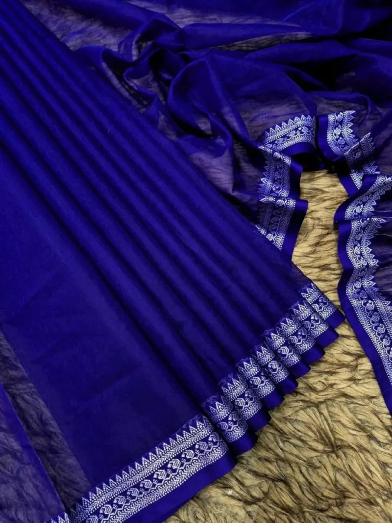 Nokshi Paar Cotton Saree with Separate Blouse Piece, 4 Colours