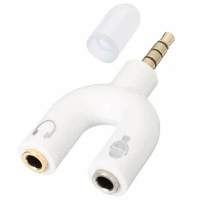 U-Shape Converter- 3.5mm Audio Splitter For Headphone and Microphone- White
