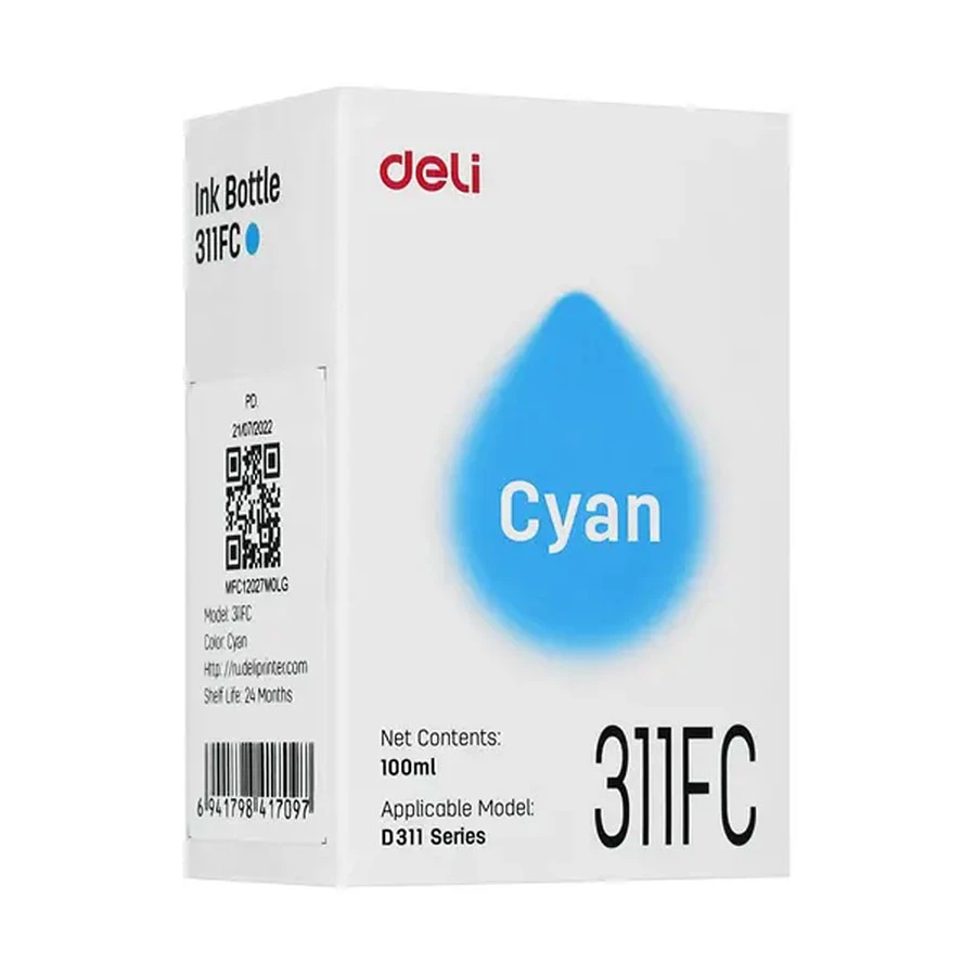 Deli 100 ml Cyan Ink Bottle for D311NW Printer