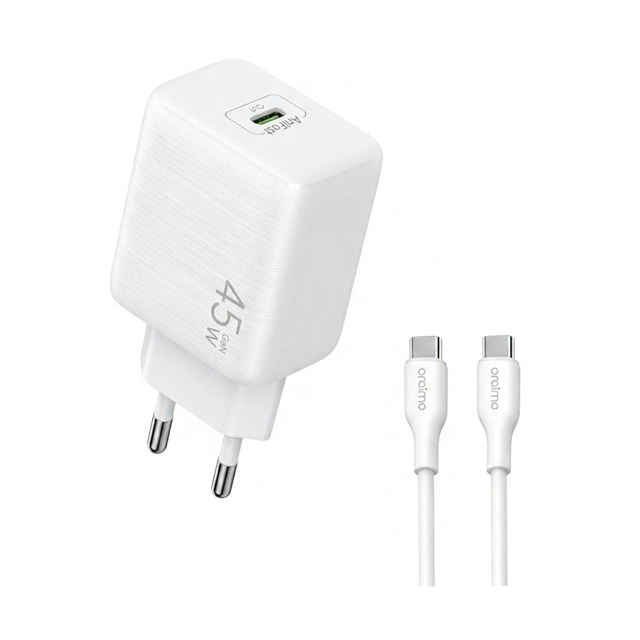 Oraimo PowerGaN 451 45W GaN USB-C Charger with USB-C Cable White (EU)