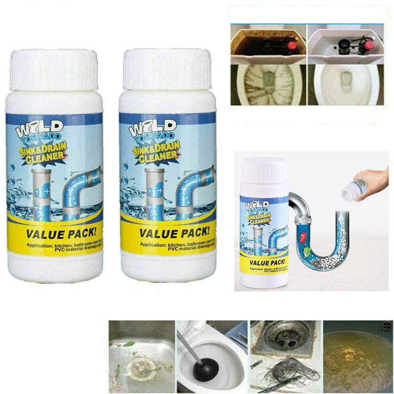 Wild Tornado Powerful Drain Cleaner Powder – Fast-Acting Pipe Dredging Agent for Clogged Kitchen Sinks, Bathrooms, Grease & Hair Removal
